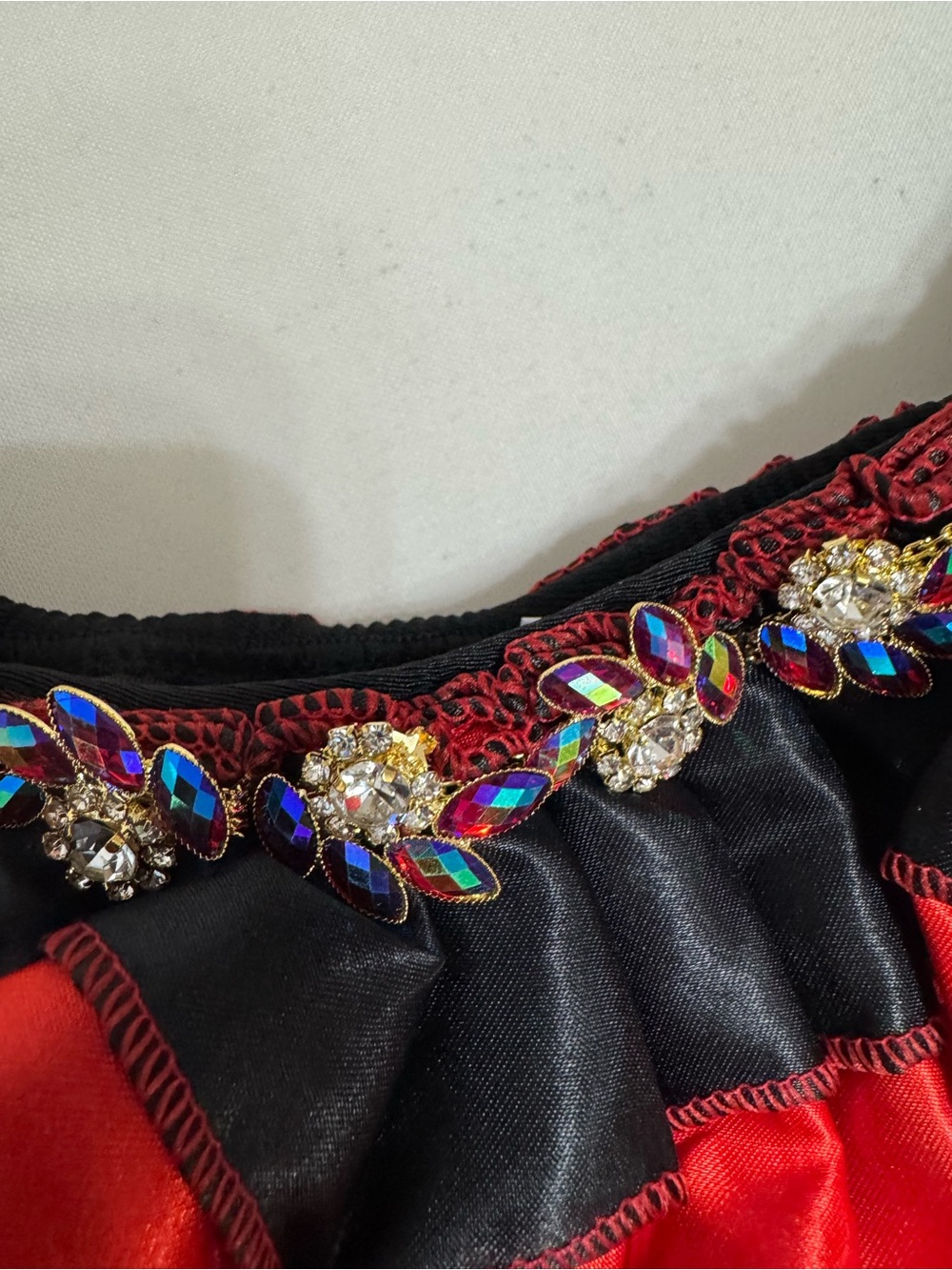 New L red jeweled black bra top lingerie festival rave outfit carnival beaded - Picture 8 of 13